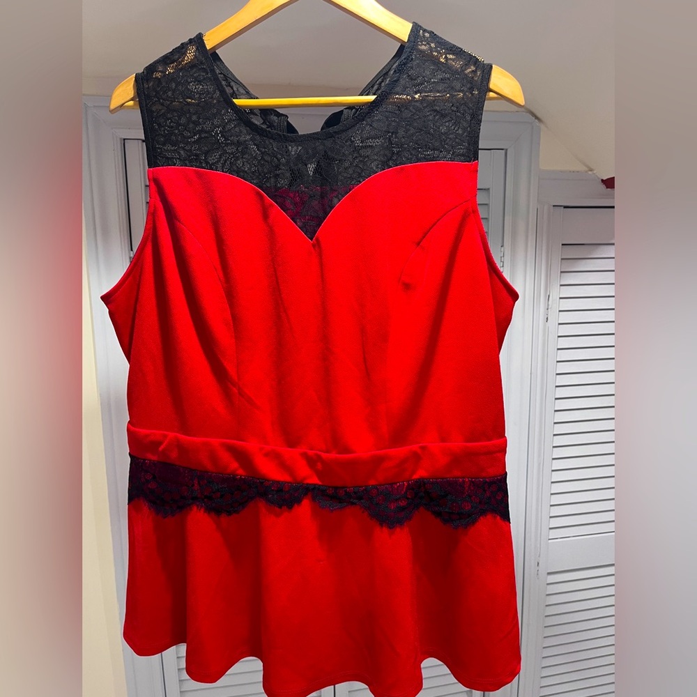Red Peplum Style Top